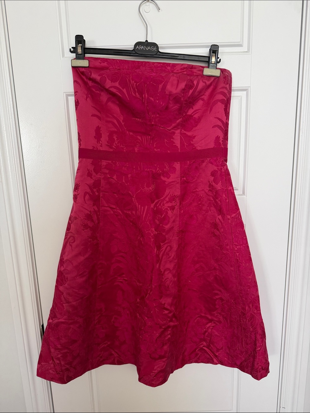 Vintage Ann Taylor Strapless Floral Jacquard Cocktail Dress - Pink